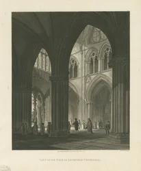 Interiör av Lichfield Cathedral - Nave: akvatintgravyr