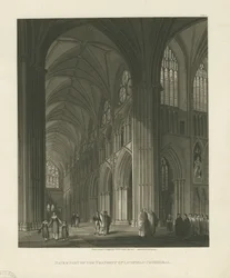 Interiör av Lichfield Cathedral - Nave: akvatintgravyr