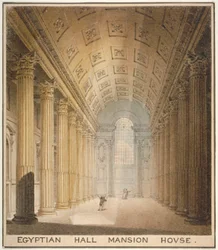 Interiörvy av Egyptian Hall, Mansion House, City of London, 1820