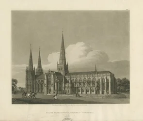 Lichfield Cathedral - Sydostvy: akvatintgravyr, 1813