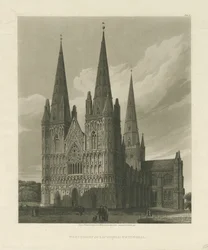 Lichfield Cathedral - West Front: akvatintgravyr, 1813
