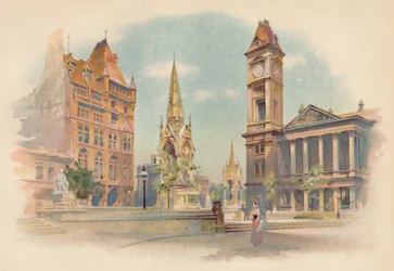 Chamberlain Square, Birmingham. Visar gymnasiet för flickor, c1890