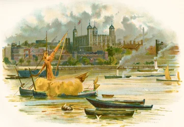 Tower of London på 1800-talet. Även känd som Hennes Majestäts kungliga palats och fästning, London, England. Från Cassell