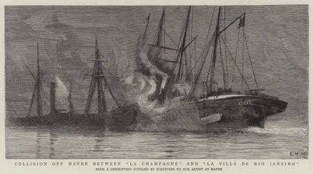 Kollision utanför Havre mellan La Champagne och La Ville de Rio Janeiro
