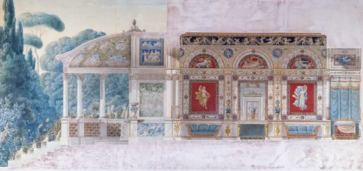 Design för en Hotel Particulier på Champs Elysees för Hortense de Beauharnais (1783-1837), Queen of Holland (wc på papper)