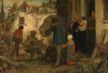 Utvisningen (olja på panel)