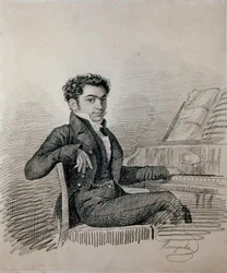 Porträtt av kompositören Alexei N. Verstovsky (1799-1862) (kol på papper)