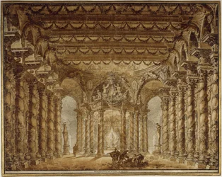 Scenografi för operan Armide av Jean-Baptiste Lully, 1760.