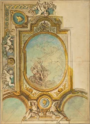 Studier till en takdekoration med Psykes apokalyps (recto); Studier till en takdekoration med Psykes apokalyps (verso)