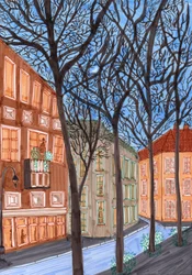 Friedrichshain på natten, 2017 (penselpennor)