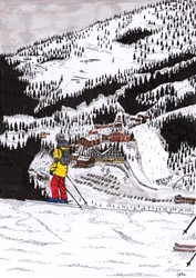 Hochfügen, 2020 (fin liner på papper)