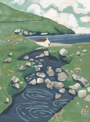 Lantgård vid en slingrande bäck