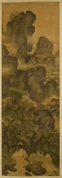 Höga berg och fantastiska vattenfall, ca 1600 (bläck & färg på siden)