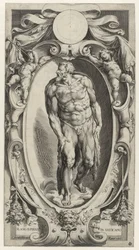 Johannes Döparen i en kartusch Figurer från den sista domen i Sixtinska kapellet (serietitel)