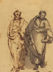 Två draperade figurer