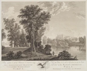 Utsikt över palatset i Gatchina från parken, 1799-1800