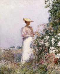 Dam i blomsterträdgården