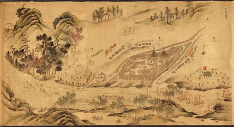 Karta med ett ryskt läger i östra Sibirien, 1689-1722
