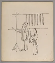 Album med separata blad: Silk Cultivation and Production (bläck på papper) (se även 499288-303)