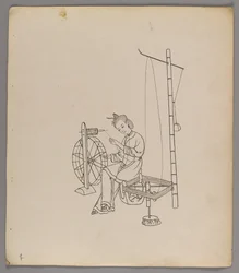 Album med separata blad: Silk Cultivation and Production (bläck på papper) (se även 499288-303)