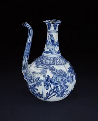 Blå och vit kraak granatäpple målad med fåglar och blommor, Wanli, 1580-1600 (porslin)