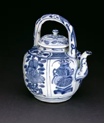 Blå och vit kraakvinkruka, Wanli, 1590-1610 (porslin)