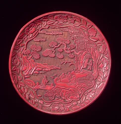 Snidade cinnoberfat, sent Yuan till tidig Ming-dynastin (lackerat trä) (se även 272178)