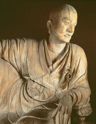Figur av en lohan, Yuan-dynastin (1260-1368) (trä)