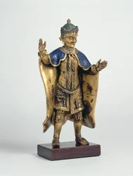 Utlänning med utsträckta armar (cloisonne-emalj)
