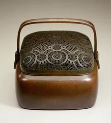 Handvärmare, tillverkad av Tsui-li Wang Feng-chiang i Chia-hsing, Chekiang, Ming-dynastin (slagen och genomborrad koppar)