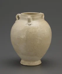 Burk med tre öglor handtag, Hebei eller Henan provinsen, Sui eller Tang dynastin (keramik)