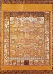 Kshitigarbha, Judge of Hell, från Dunhuang, Gansu-provinsen (målning på siden)