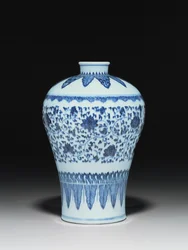 Vas i Ming-stil, Meiping, målad i 1400-talsstil