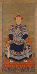 Porträtt av Qianlong kejsare som en ung man, hängande rulle