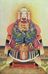 Porträtt av Tzu Hsi, enkekejsarinnan (1835-1908)