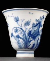 Semi-äggskalsbägare, Kangxi-märke och period 1662-1722 (porslin med blå underglasyr) (se 142601, för undersida se 142558)