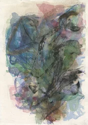 Abstrakt komposition, Organiska former/växtserie, 2021 (akvarell, gouache  kol på akvarellpapper)