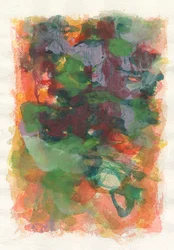 Abstrakt komposition, Play series, 2021 (akvarell, gouache  kol på akvarellpapper)