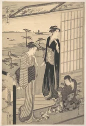 Genji i exil i Suma, ur serien Genji i modernt mode (Fūryū yatsushi Genji: Suma)