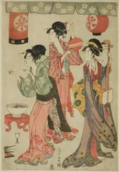 Festlighet på ett tehus, från en parodi på Chushingura