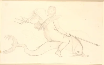 Cupid rider på en delfin. Pompeians motiv