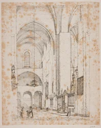 Danska: Prospekt över interiören i norra tvärskeppet i Århus domkyrka