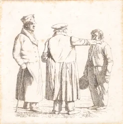 Tre porträttfigurer, bagarmästare Købke, major Krohn och slavsergeant Sprøch