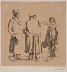 Tre porträttfigurer, bagarmästare Købke, major Krohn och slavsergeant Sprøch