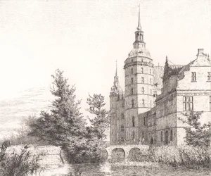 Frederiksborgs slott. Parti vid Myntbron