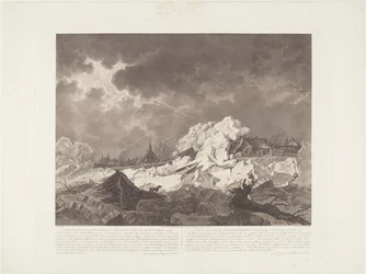 Utsikt över Ysgang och Dykbreak vid Vuuren av Gorcum den 22 februari 1799 / Vue des Glaces qui S