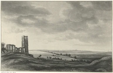 Landskap med ruin