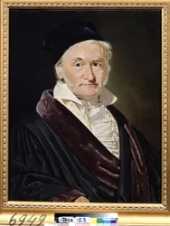 ”Porträtt av den tyske vetenskapsmannen Karl (Carl) Friedrich Gauss (1777-1855)” (Porträtt av matematikern, astronomen och fysikern Carl Friedrich Gauss (1777-1855)), målning av Christian Albrecht Jensen (1792-1870), 1840, mått 66 x 52 cm, Pusjkinmuseet, M