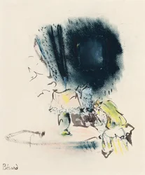 Sous la Lampe, Illustration för Gigi, ca 1949 (pastell, pensel och bläck på papper)
