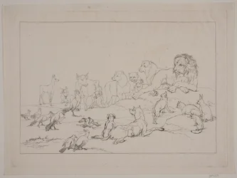 Sammansättningen av djuren. Illustration för "Reineke Fuchs"